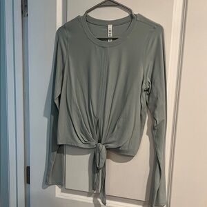 lululemon athletica Dusty Green Long Sleeve Tie-Front Top